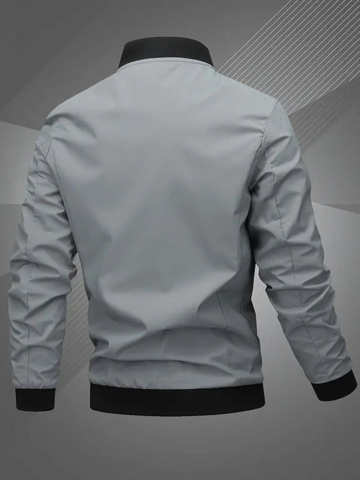 Men's Bomber Jacket Lightweight Zip-Up Baseball Collar Polyester - Space Grey