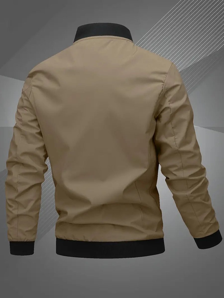 Men's Bomber Jacket Lightweight Zip-Up Baseball Collar Polyester