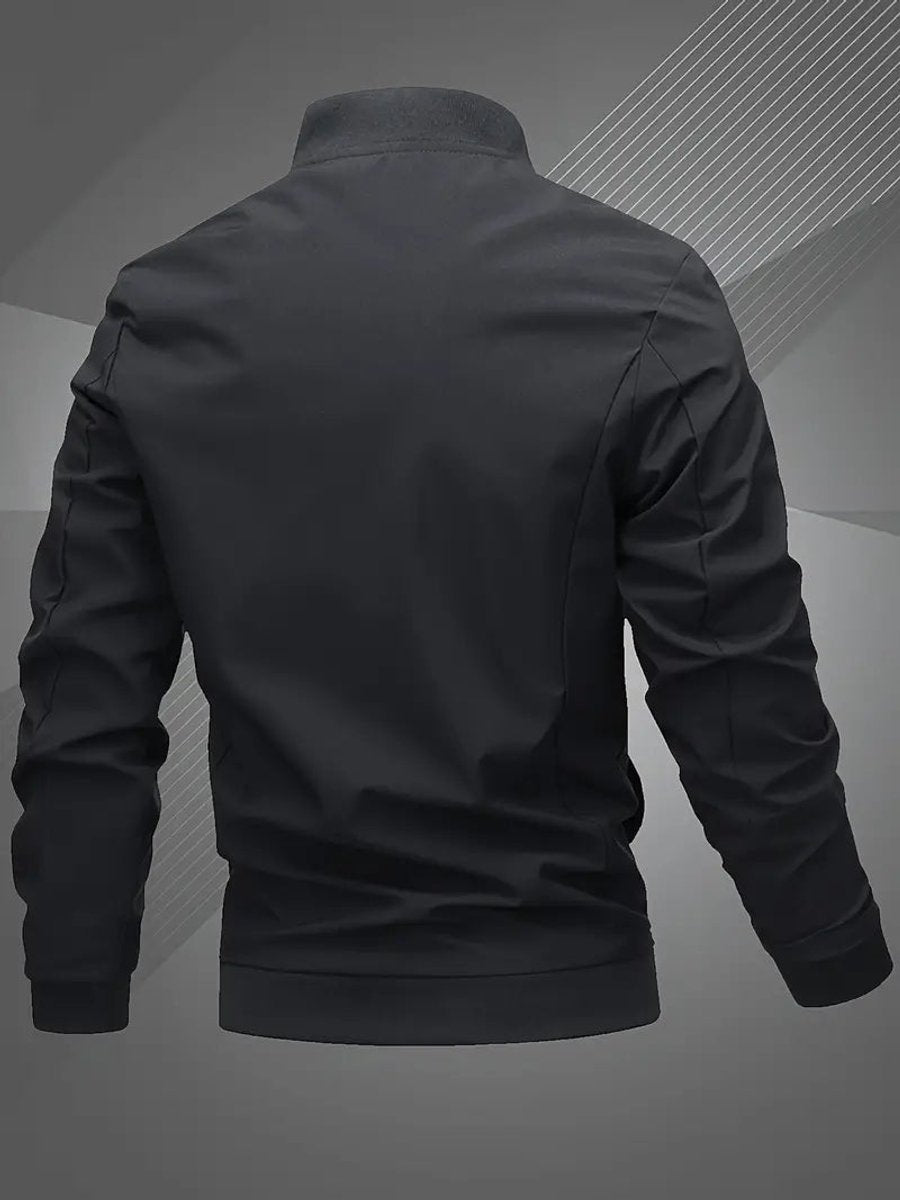 Men's Bomber Jacket Lightweight Zip-Up Baseball Collar Polyester
