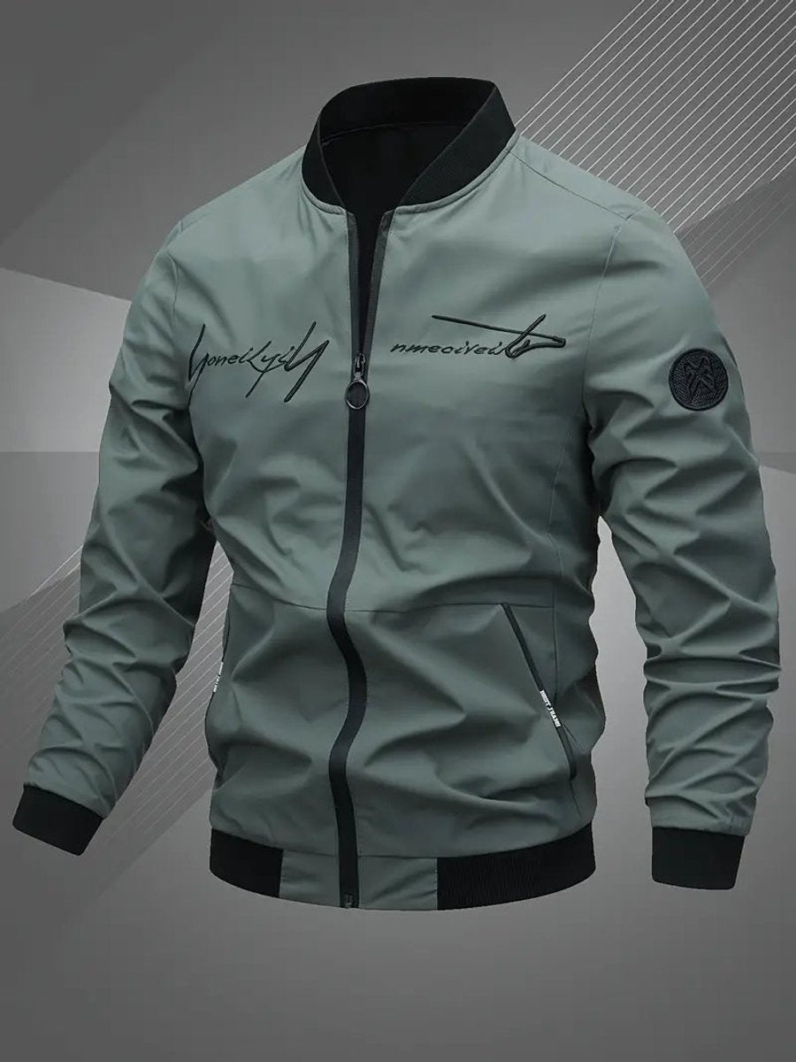 Men's Bomber Jacket Lightweight Zip-Up Baseball Collar Polyester