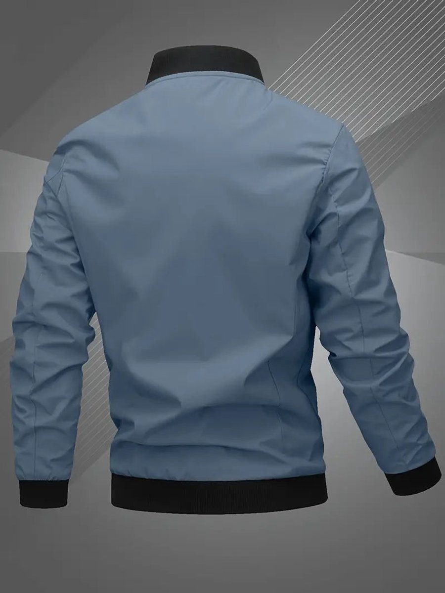 Men's Bomber Jacket Lightweight Zip-Up Baseball Collar Polyester
