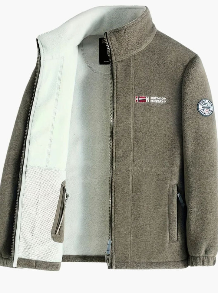 Men's Classic Full-Zip Stand-Collar Outdoor Fleece Jacket - Beige