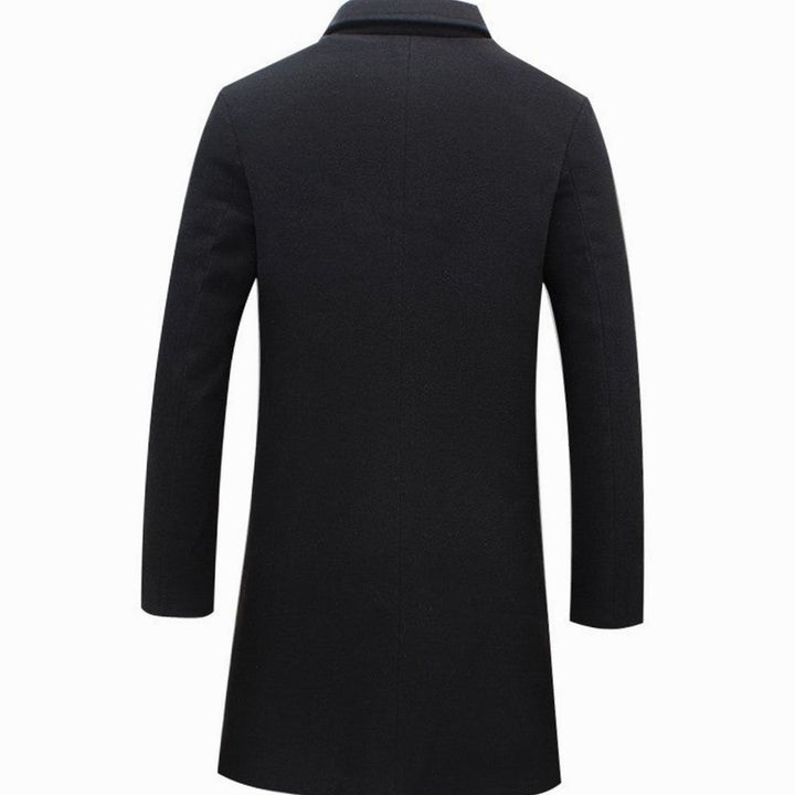 Men's Cold Weather Tailored Wool-Blend Longline Trench Coat
