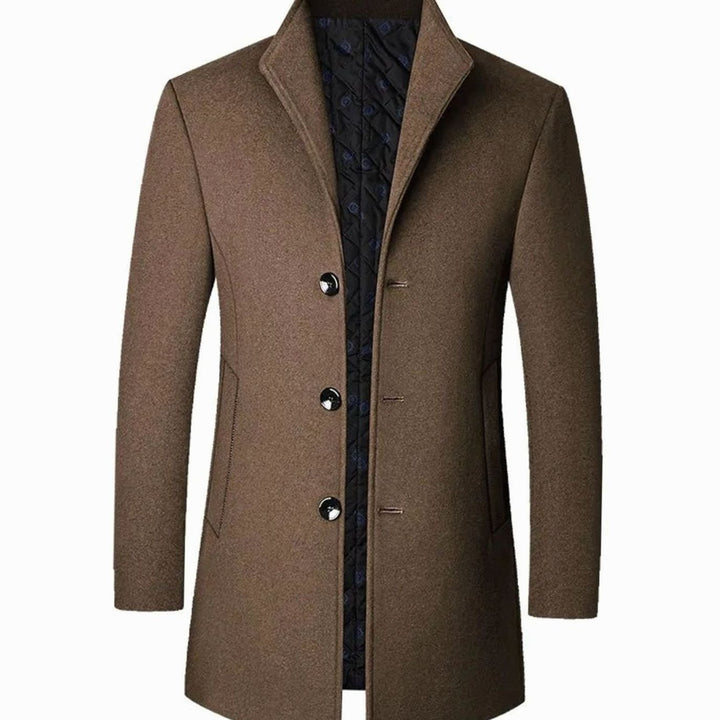 Men's Cold Weather Wool-Blend Single-Breasted Overcoat - Brown
