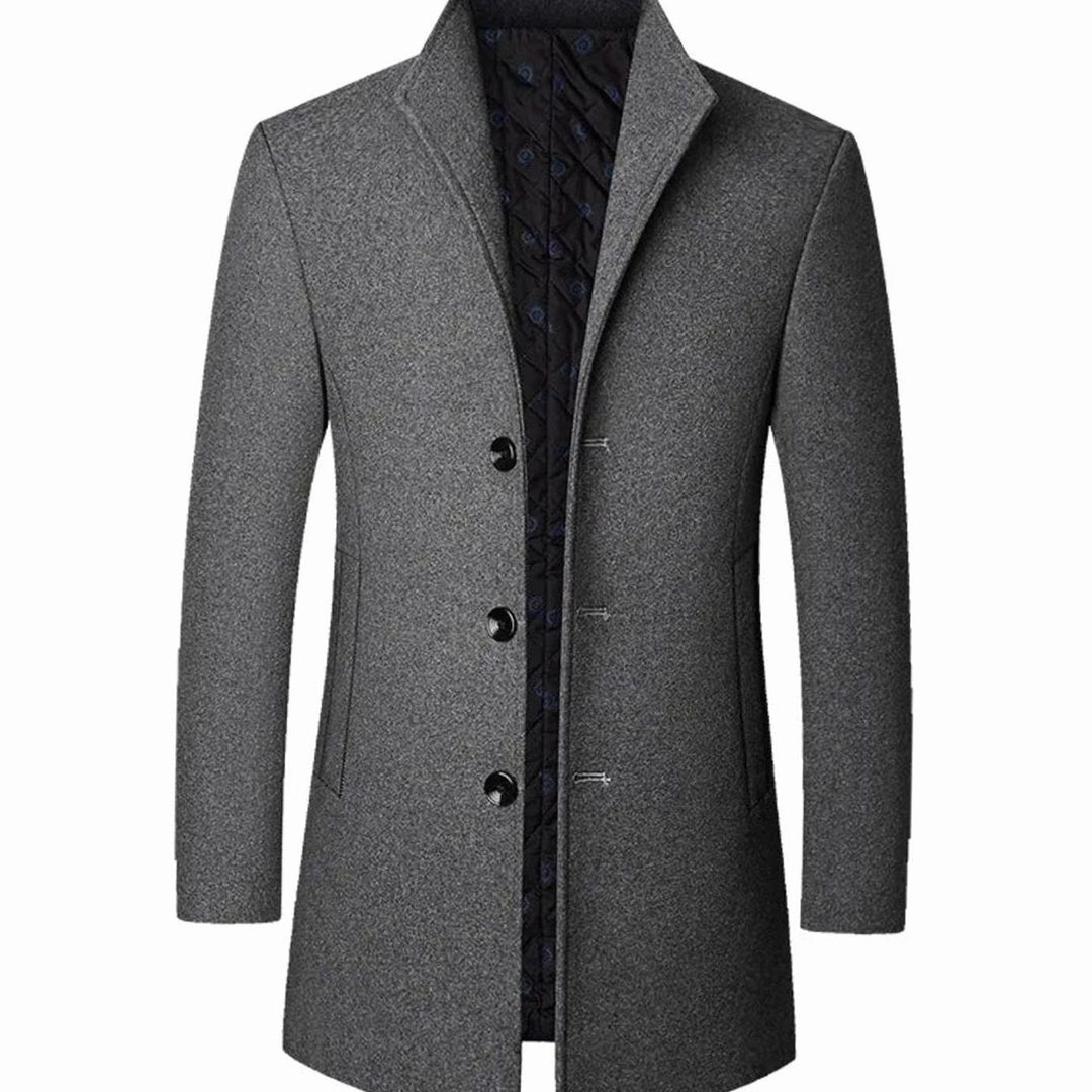 Men's Cold Weather Wool-Blend Single-Breasted Overcoat - Grey