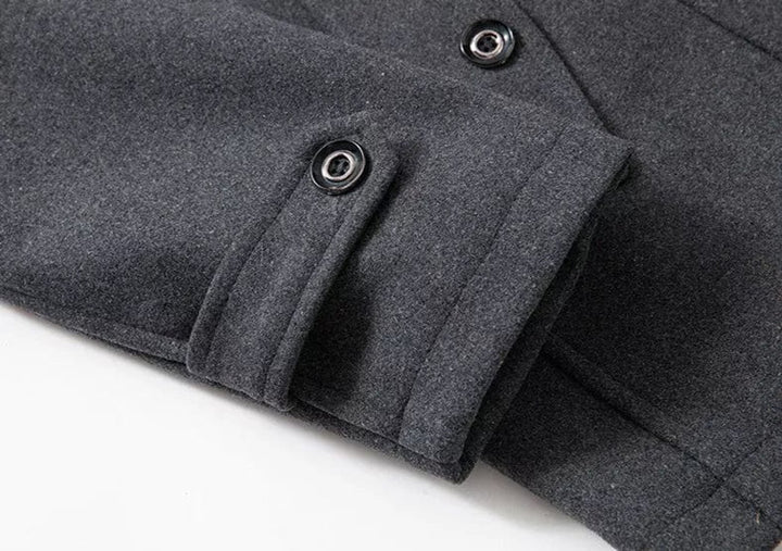 Men's Double-Collar Wool Coat Slim-Fit Winter Overcoat