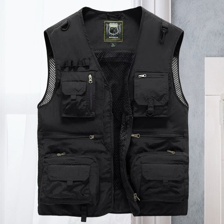 Men's Gilet Multi-Pocket Lightweight Outdoor Fishing Vest - Black