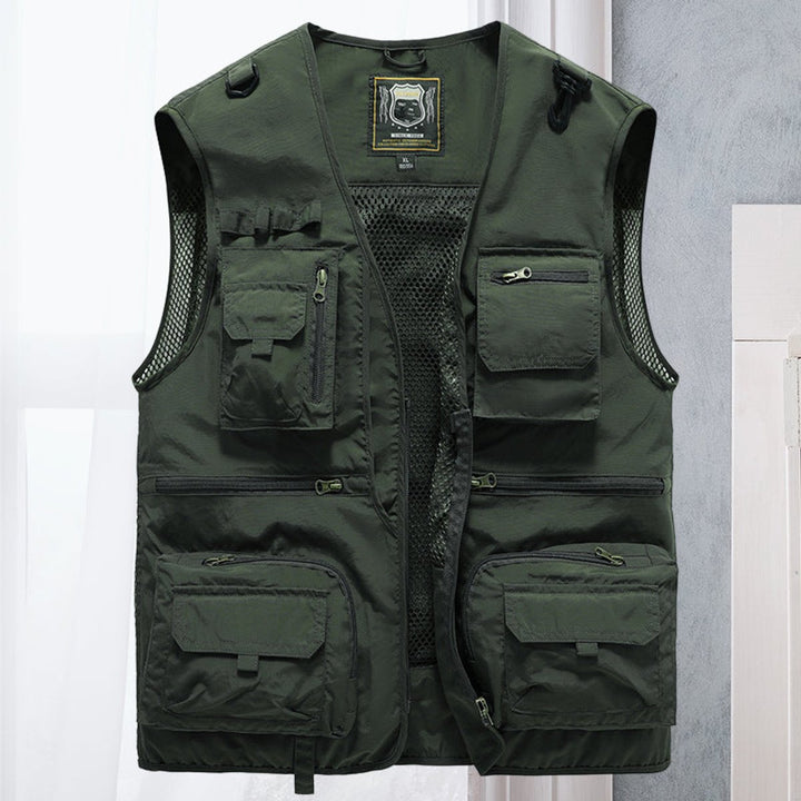 Men's Gilet Multi-Pocket Lightweight Outdoor Fishing Vest - Army Green
