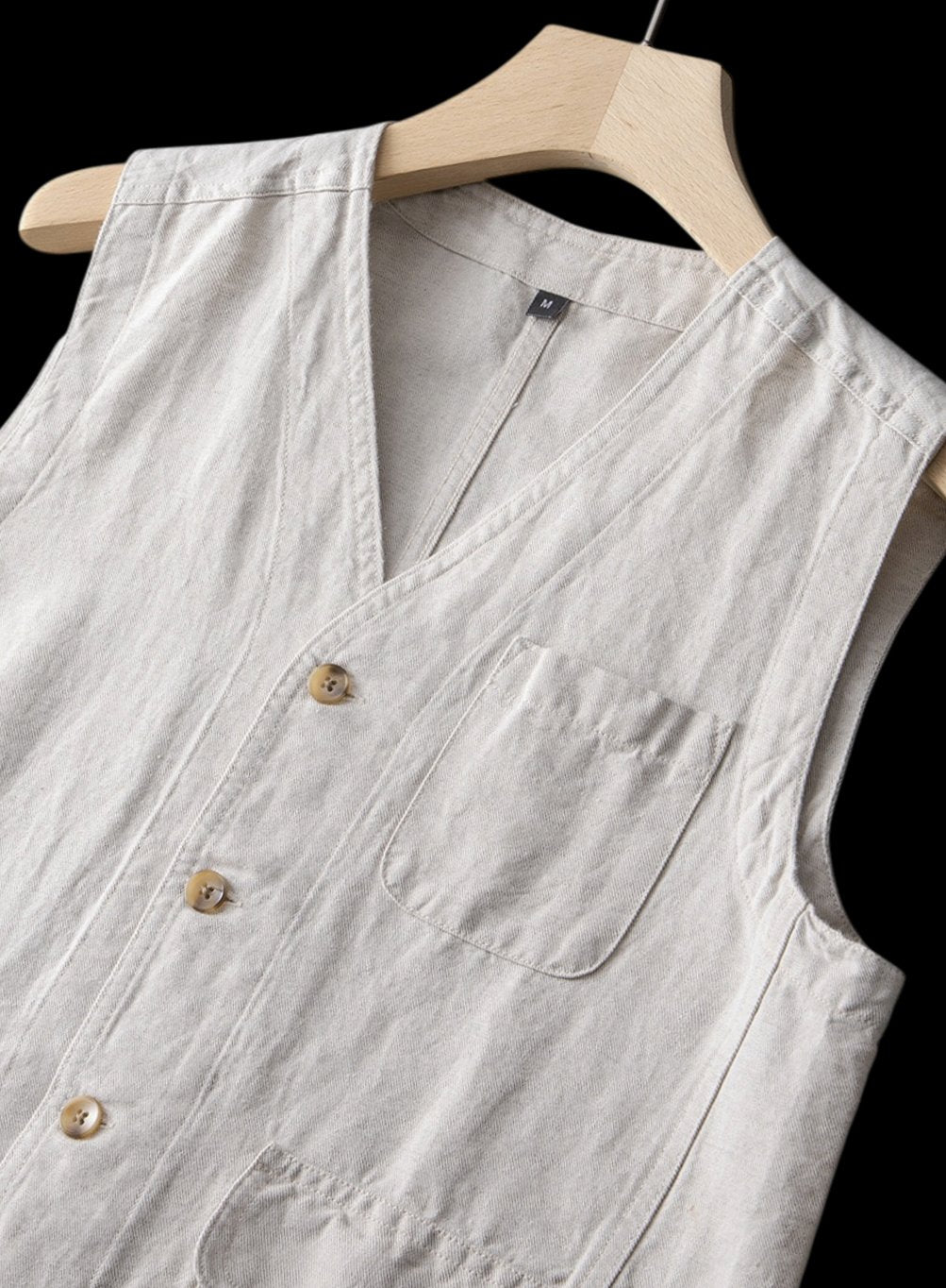Mens Jumper Linen Sleeveless Button-Front Vest
