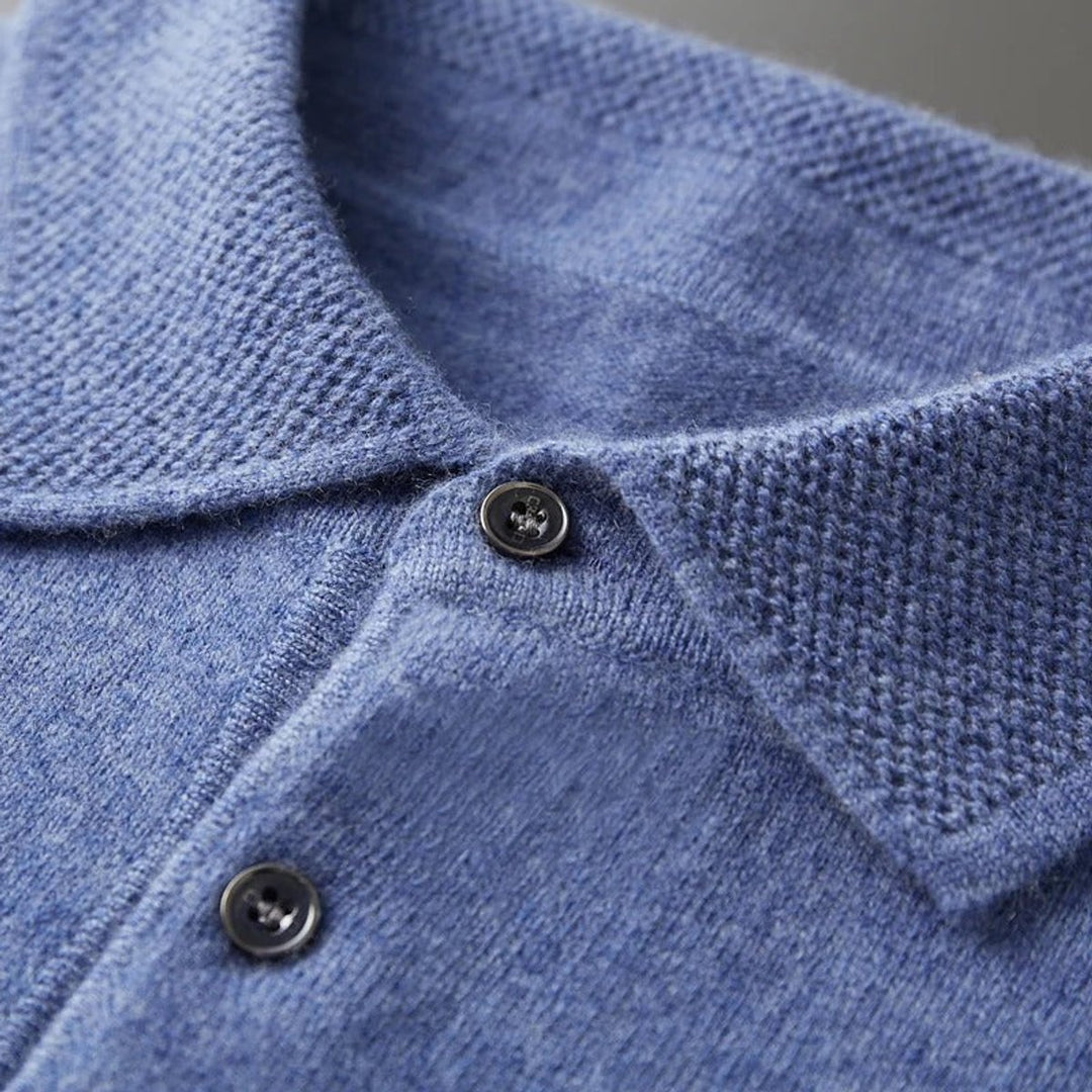 Mens Knit Sweater Cashmere Polo Long Sleeve Pullover