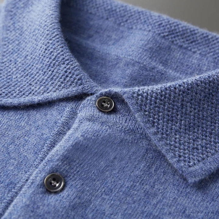 Mens Knit Sweater Cashmere Polo Long Sleeve Pullover
