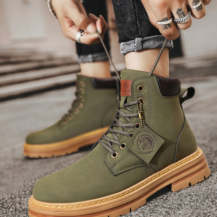 Men's Lace-Up Rugged Leather Hiking Boots