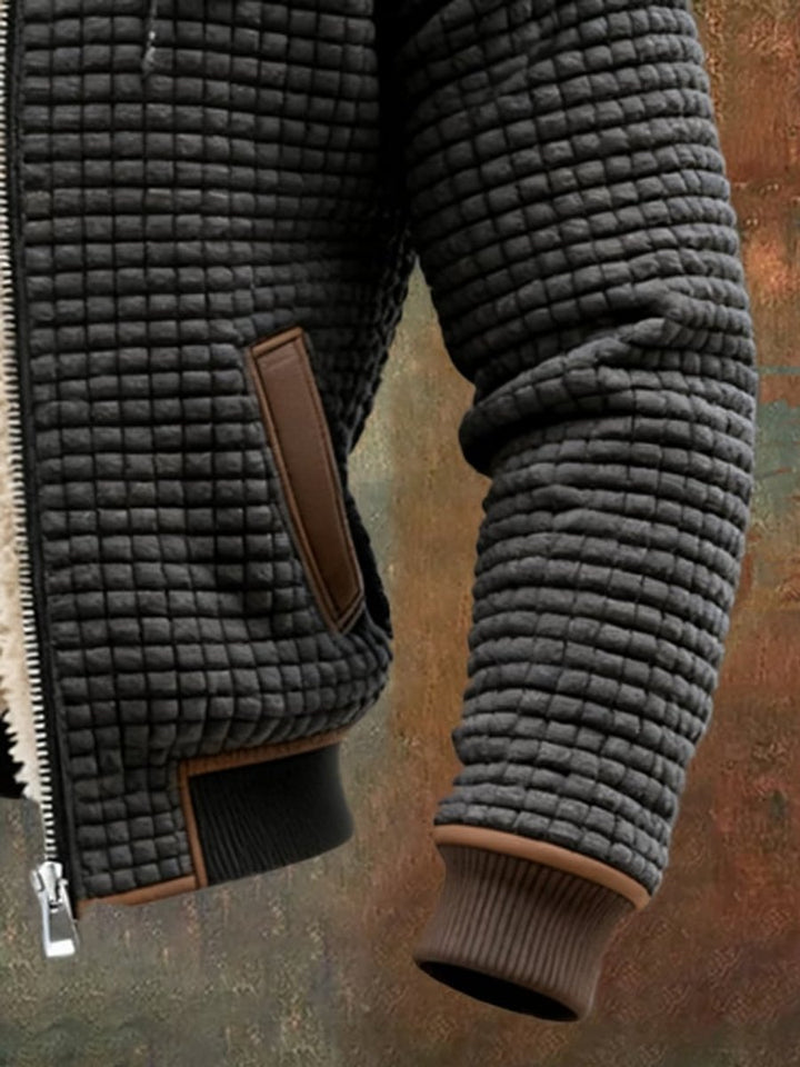Men's Quilted Jacket Fleece-Lined Hooded Full-Zip Winter Coat