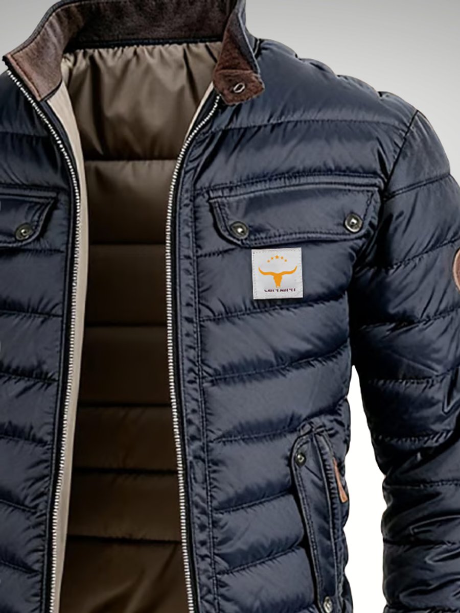 Men's Quilted Jacket Insulated Puffer Bomber Stand Collar