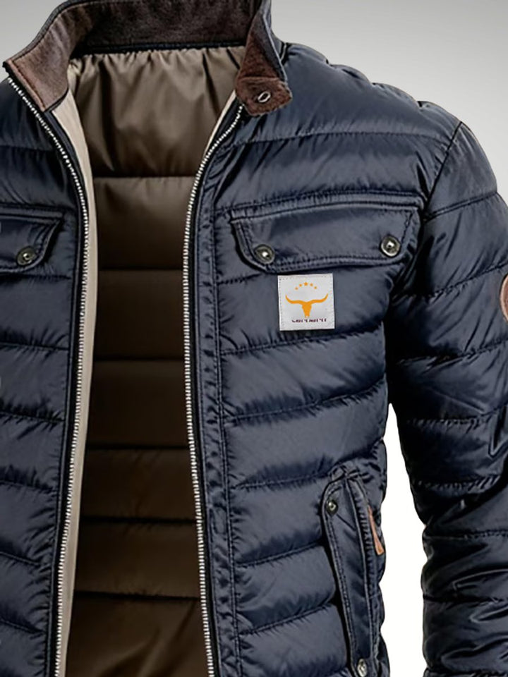 Men's Quilted Jacket Insulated Puffer Bomber Stand Collar