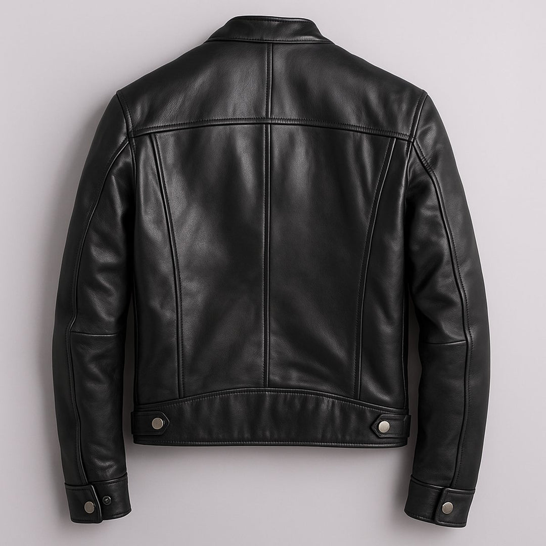Men's Quilted Jacket Vintage Biker Leather Moto Zip-Up
