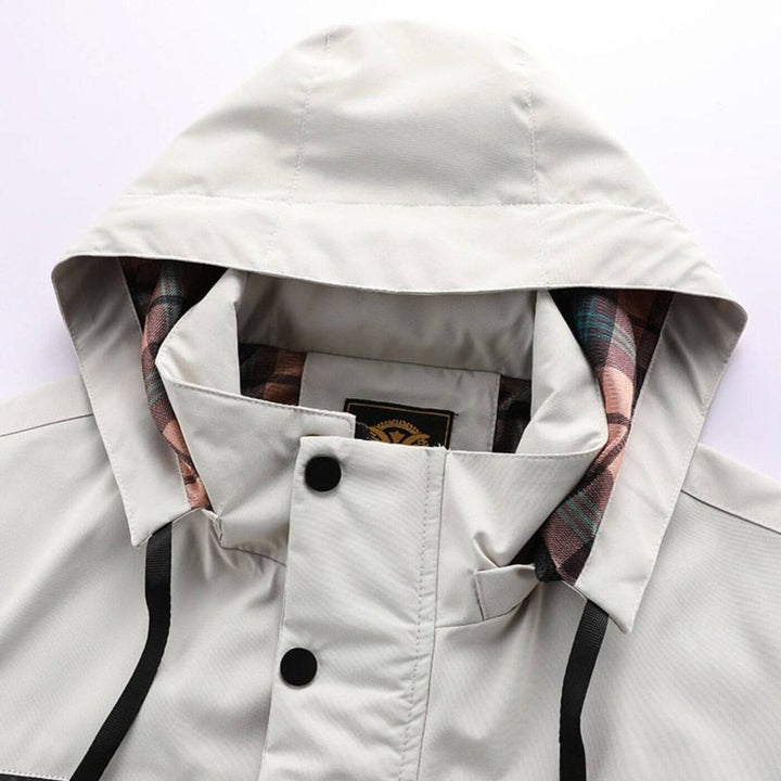 Men's Quilted Jacket Waterproof Hooded Windproof Outdoor Parka