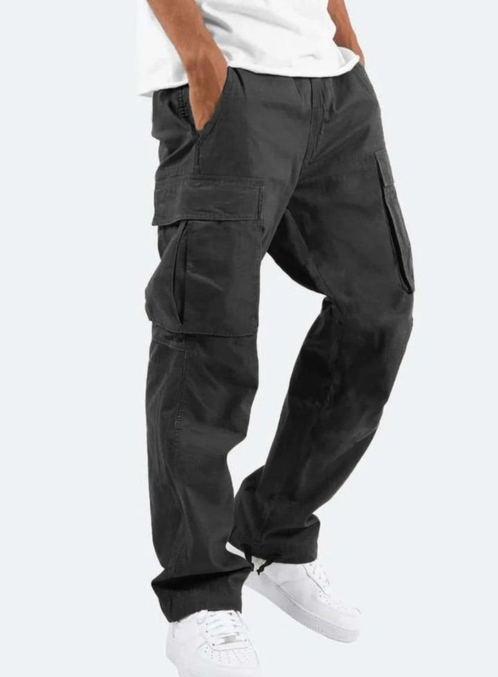 Men's Relaxed-Fit Multi-Pocket Cargo Pants - Black