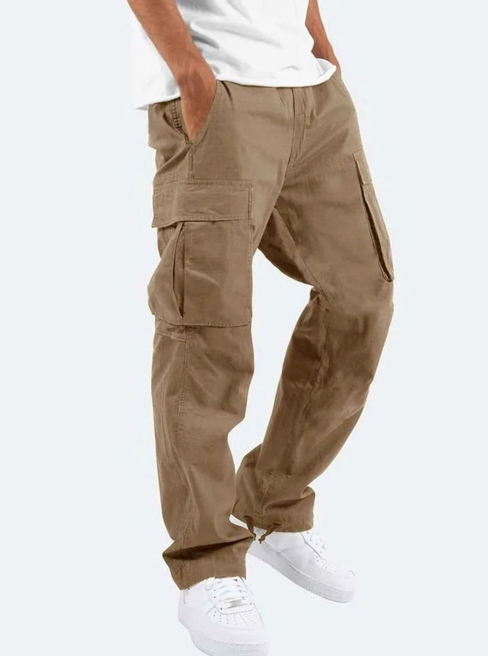 Men's Relaxed-Fit Multi-Pocket Cargo Pants - Brown
