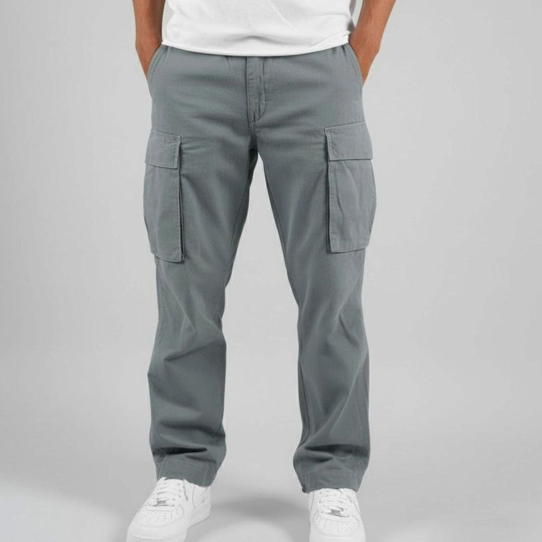 Men's Relaxed-Fit Multi-Pocket Cargo Pants Streetwear - Grey
