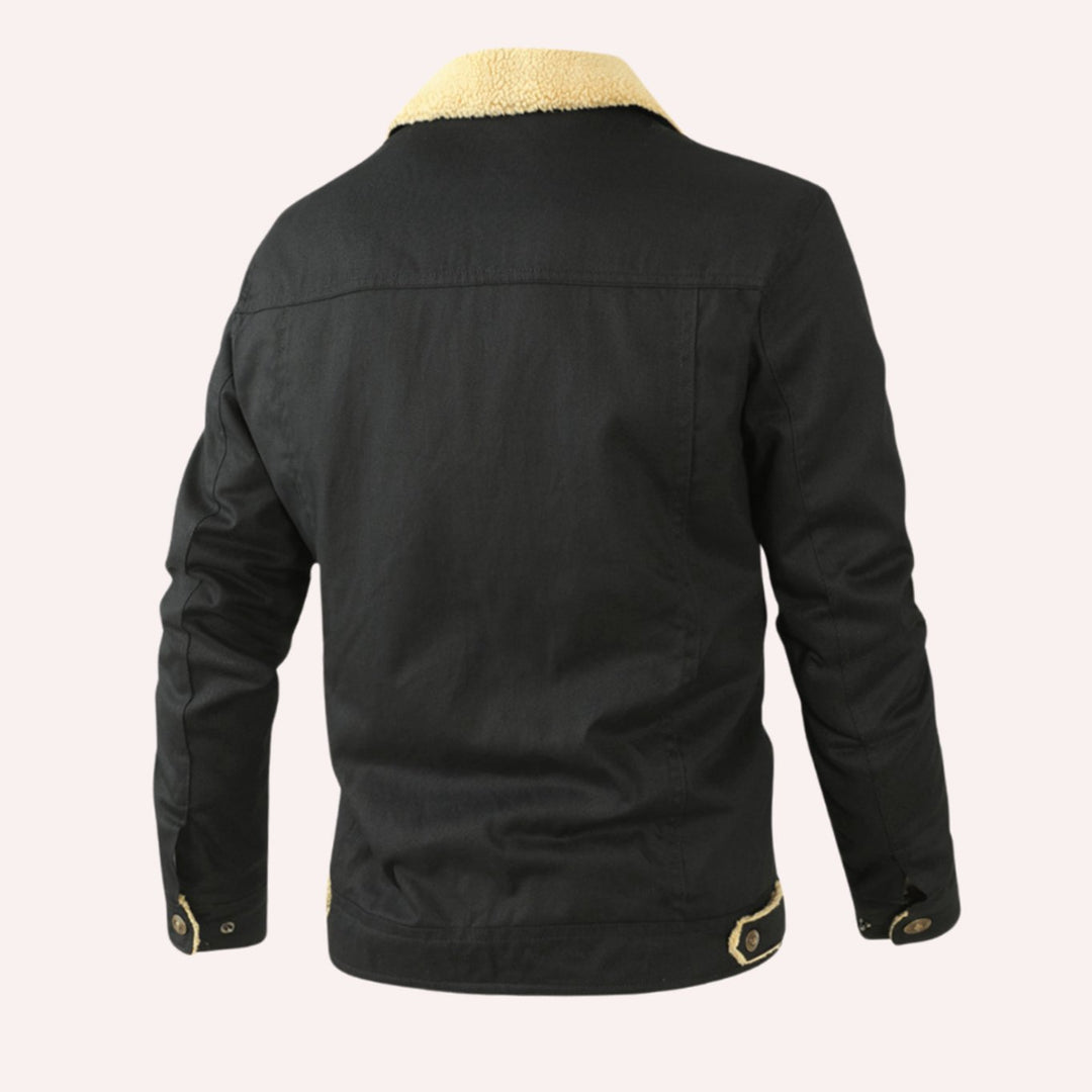 Men's Sherpa-Lined Fleece Cargo Winter Jacket
