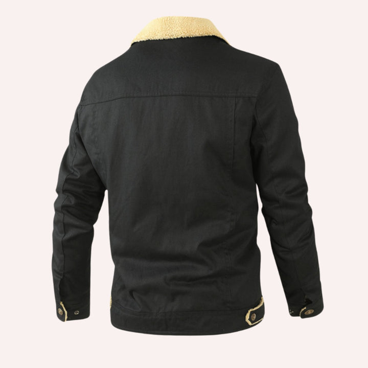 Men's Sherpa-Lined Fleece Cargo Winter Jacket