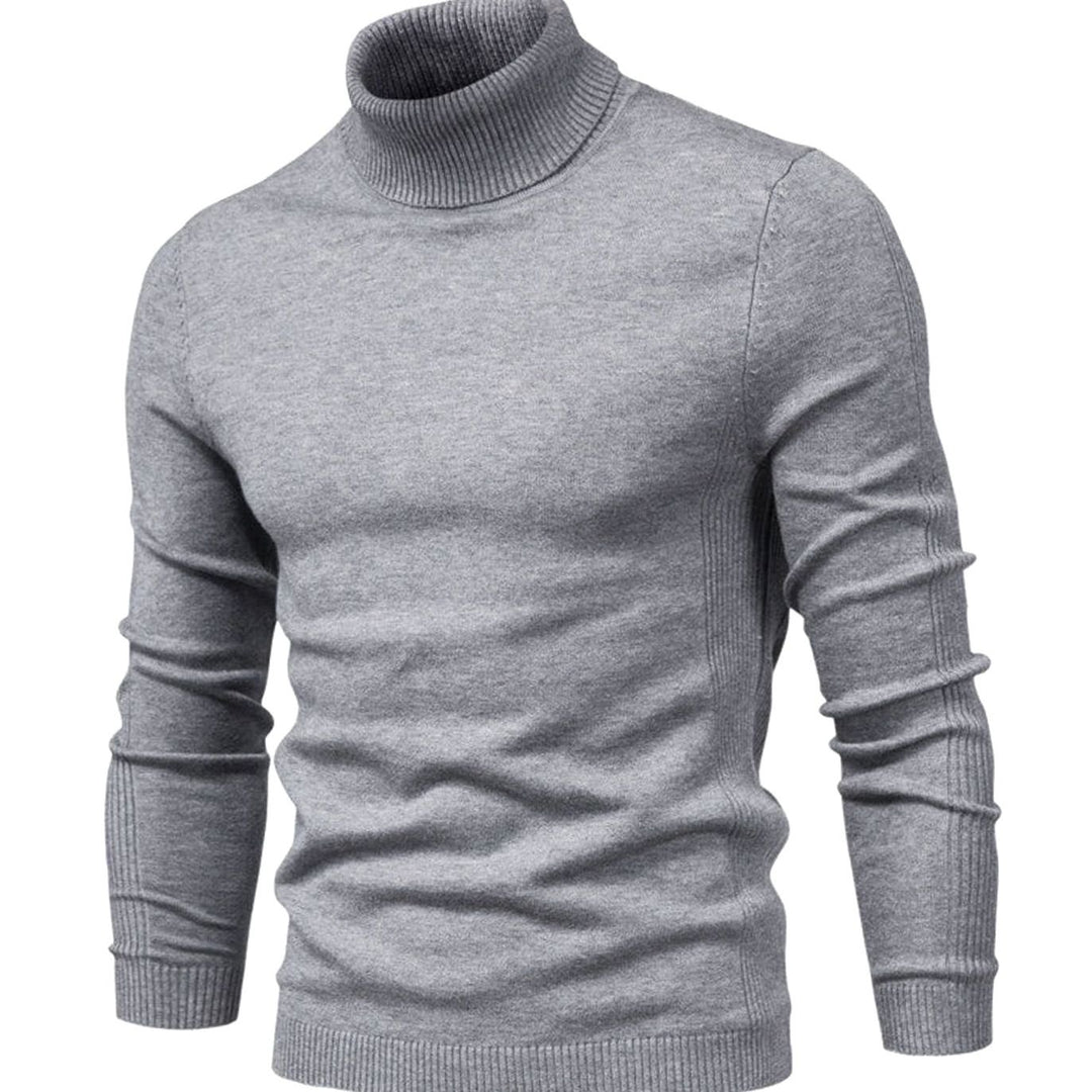 Men's Slim-Fit Turtleneck Knit Sweater Casual Pullover - Grey
