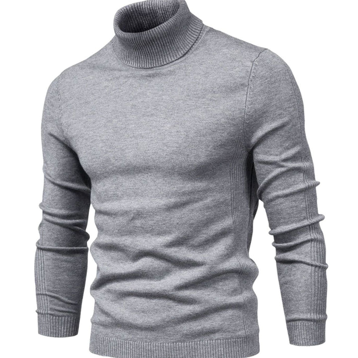 Men's Slim-Fit Turtleneck Knit Sweater Casual Pullover - Grey