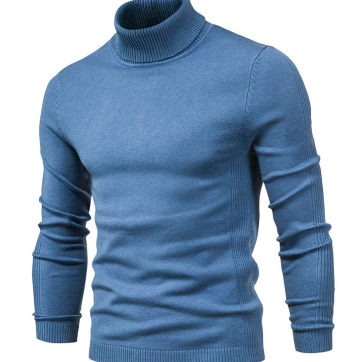 Men's Slim-Fit Turtleneck Knit Sweater Casual Pullover - Light Blue