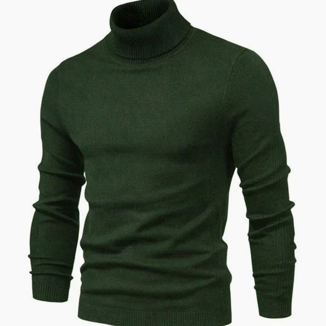 Men's Slim-Fit Turtleneck Knit Sweater Casual Pullover - Green