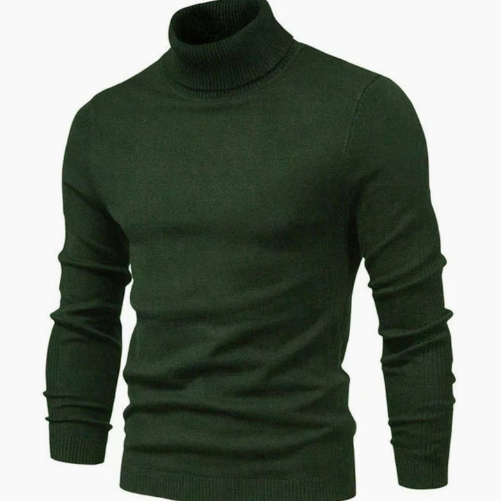 Men's Slim-Fit Turtleneck Knit Sweater Casual Pullover - Green