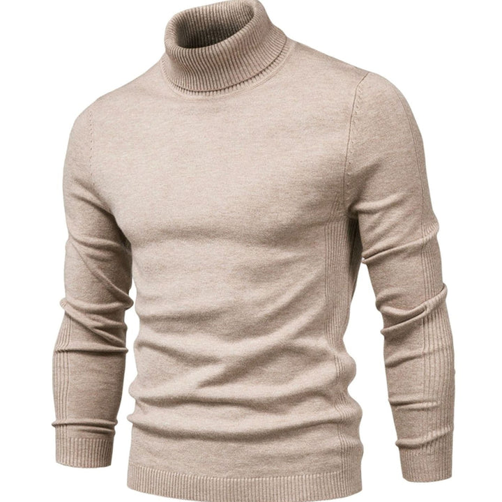 Men's Slim-Fit Turtleneck Knit Sweater Casual Pullover - Beige