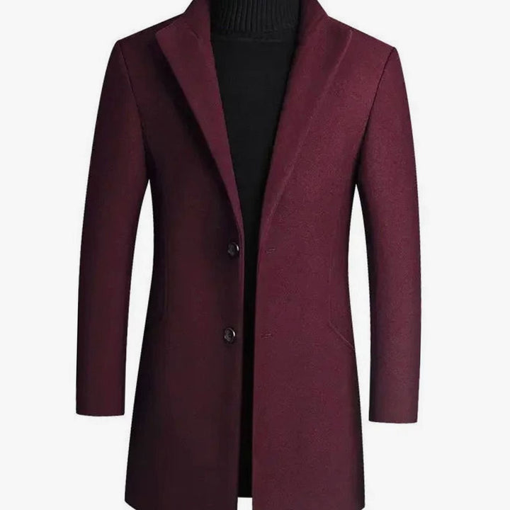 Men's Slim-Fit Wool-Blend Notch-Lapel Mens Winter Coat - Red