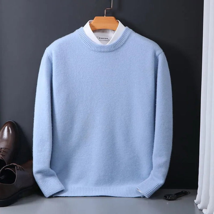 Men's Soft Mohair Knit Sweater Crew Neck Pullover