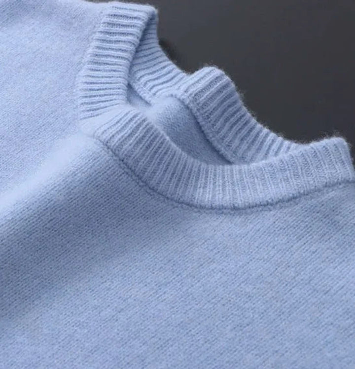Men's Soft Mohair Knit Sweater Crew Neck Pullover