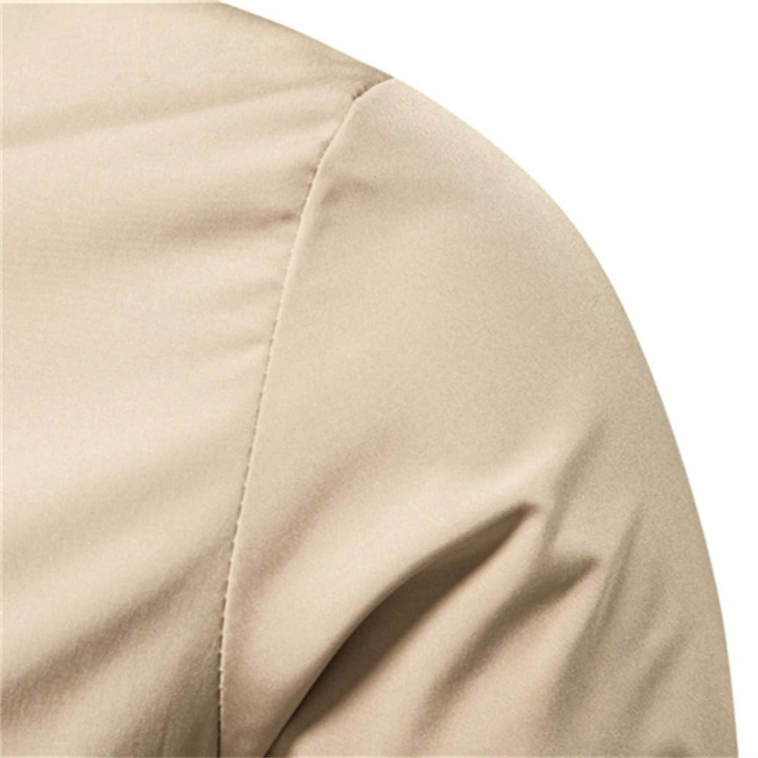 Men's Solid Colour Zip-Up Bomber Jacket Ribbed Collar Cuffs