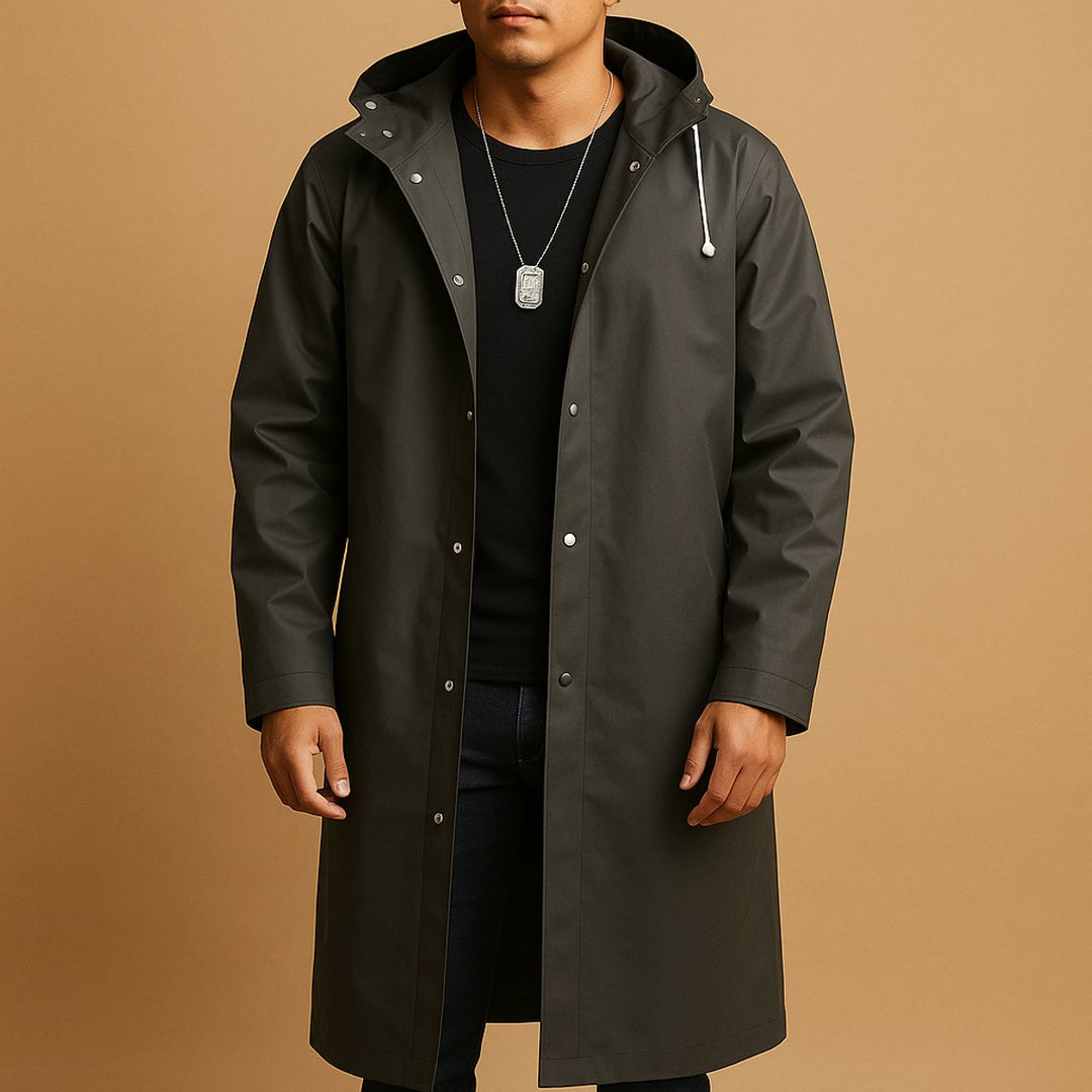 Men's Waterproof Hooded Long EVA Rain Jacket