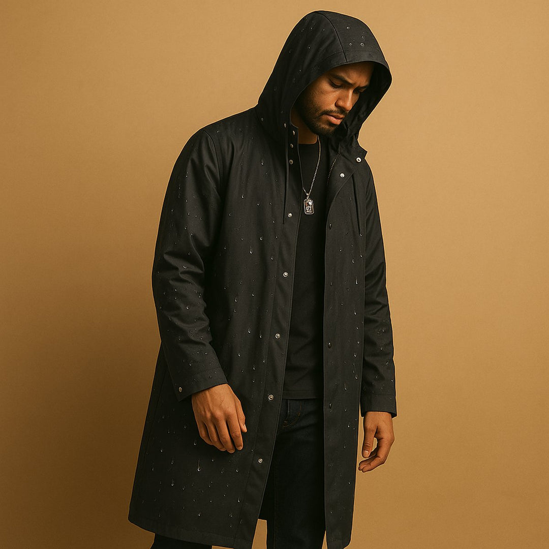 Men's Waterproof Hooded Long EVA Rain Jacket