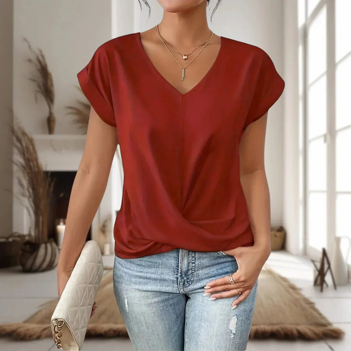 Ella | Women’s V Neck Short Sleeve Top Luvy Boutique