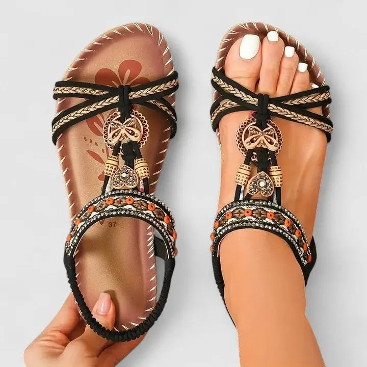 Eva | Womens Strappy Flat Open Toe Sandals Luvy Boutique