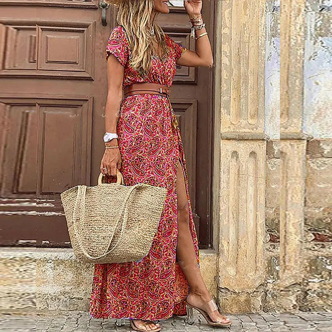 Anna | Women's Short Sleeve Floral Maxi Dress Luvy Boutique