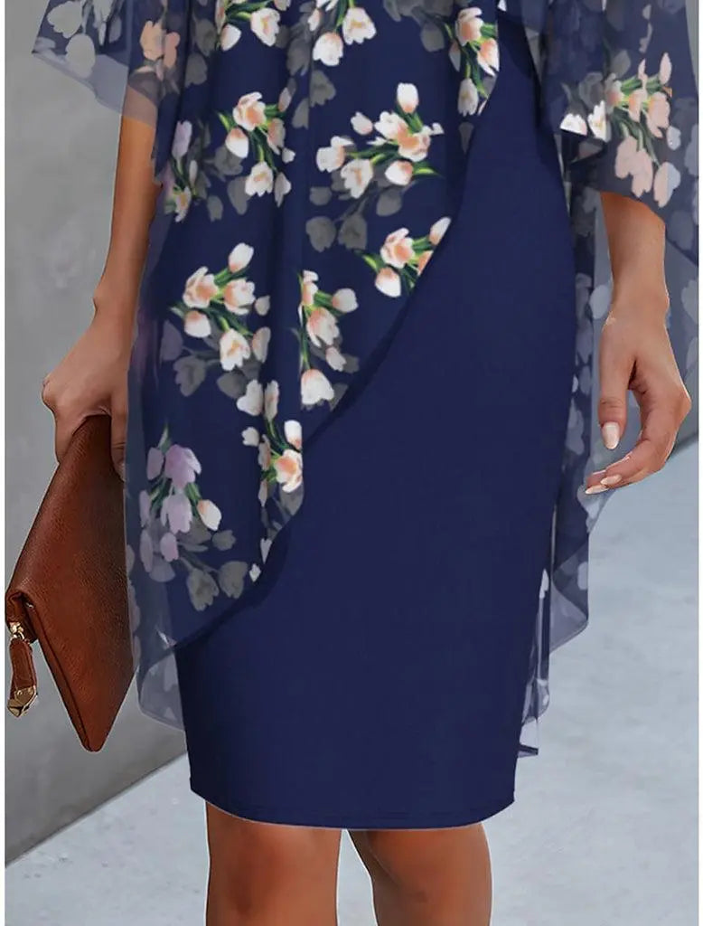 Margie | Floral Sheer Capelet Dress Luvy Boutique