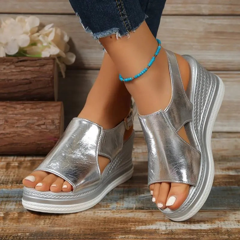 Claire | Womens Metallic Platform Comfort Sandals Luvy Boutique
