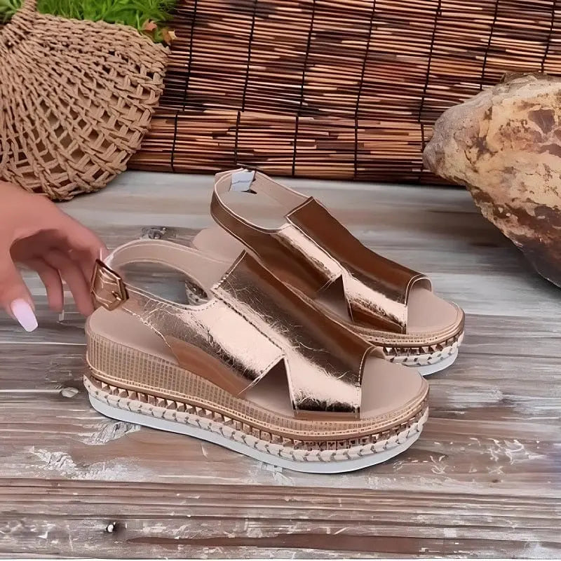 Claire | Womens Metallic Platform Comfort Sandals Luvy Boutique