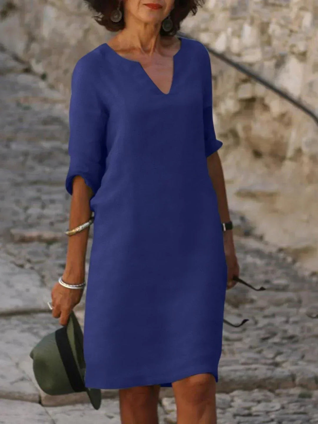 Abigail | Women’s V Neck Three Quarter Sleeve Dress Luvy Boutique