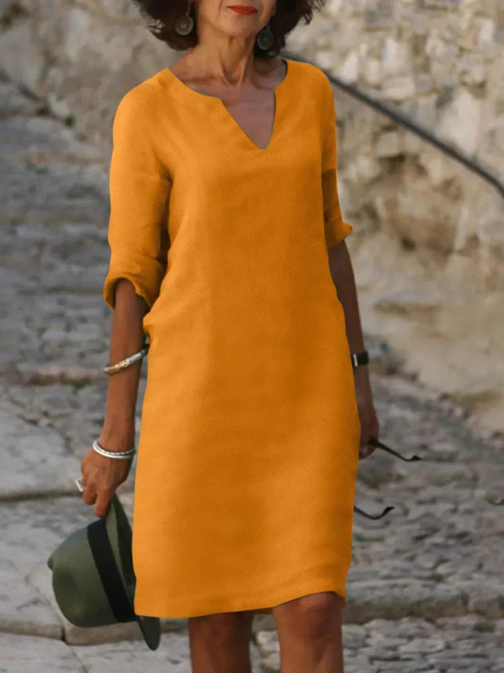 Abigail | Women’s V Neck Three Quarter Sleeve Dress Luvy Boutique