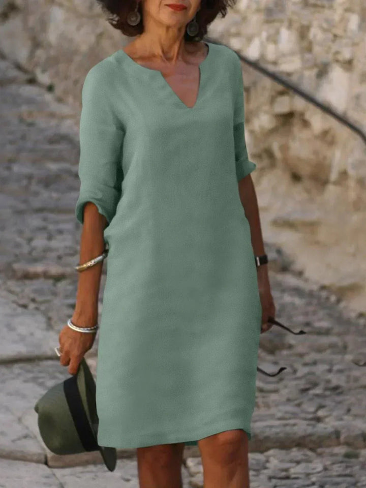 Abigail | Women’s V Neck Three Quarter Sleeve Dress Luvy Boutique