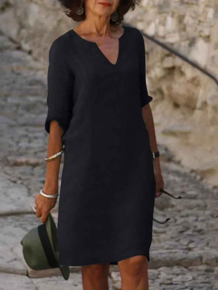 Abigail | Women’s V Neck Three Quarter Sleeve Dress Luvy Boutique