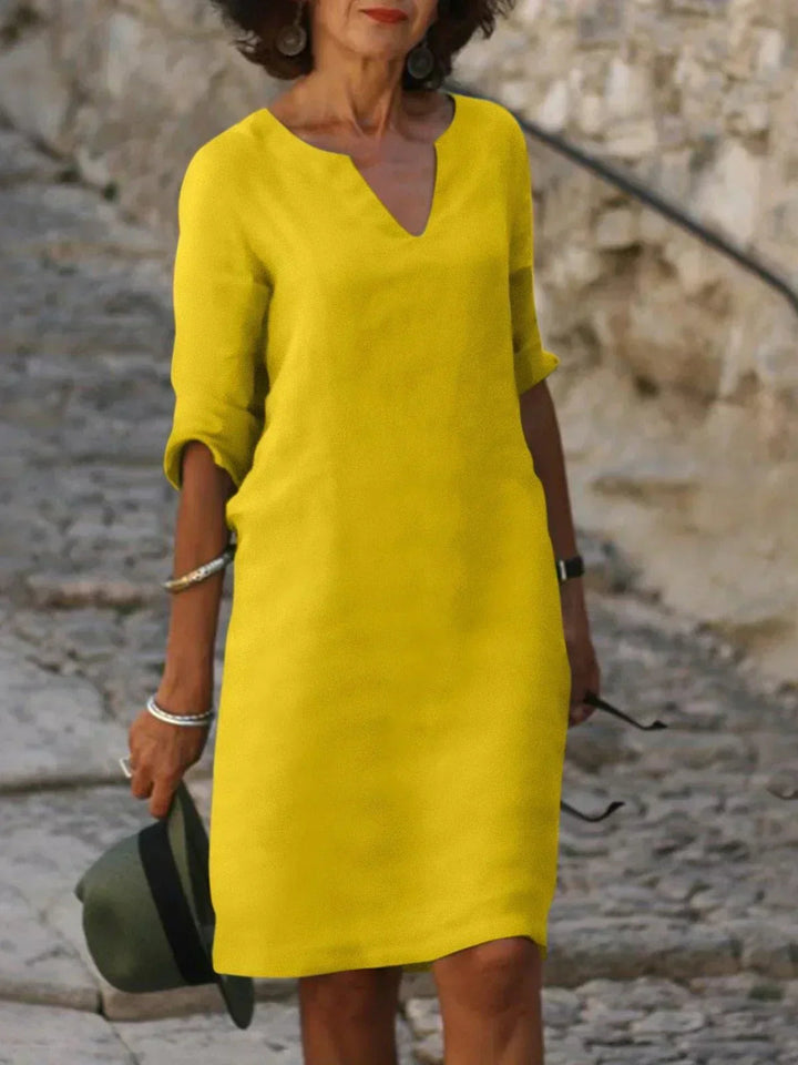Abigail | Women’s V Neck Three Quarter Sleeve Dress Luvy Boutique