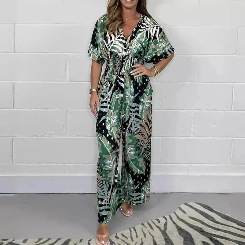 Natalie | Stylish Tropical Print Jumpsuit Luvy Boutique